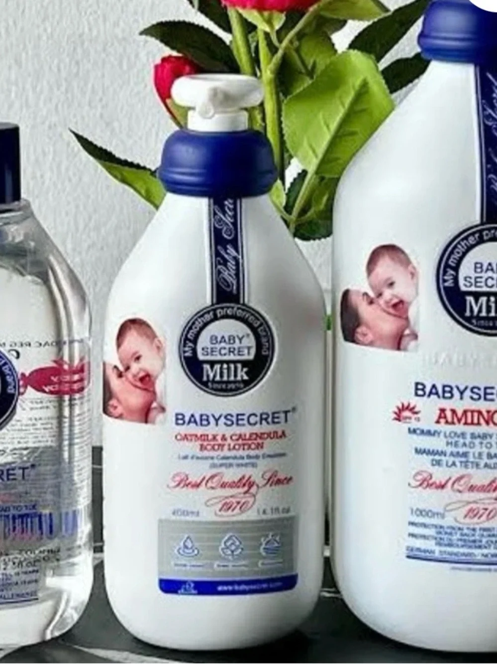 Baby secret lotion , shower gel and oil 3 in 1 set